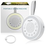 eSynic Macchina Rumore Bianco con Rilevamento del Pianto, 24 Suoni Rilassanti, Luce Notturna Colorata Regolabile, Durata 60+ Ore, Funzione Timer e Memoria, con Ciondolo per Lettino Passeggino Auto
