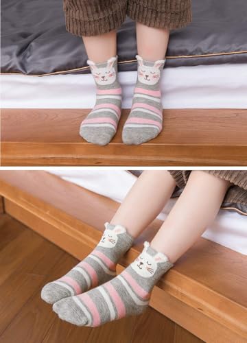 PUTUO Girls Socks Novelty Animal Cotton Socks, Kids Socks Toddler Girls Animal Socks Cute Funky Children Socks Girls Christmas Socks 2-4 Years, 5 pairs - Image 3