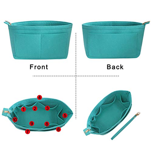 Soyizom Felt Handbag Organiser Purse Organiser Felt Insert Bag Organisers Multi Pockets Tote Bag in Bag for women,Green-M by Soyizom - Used condition - Image 3