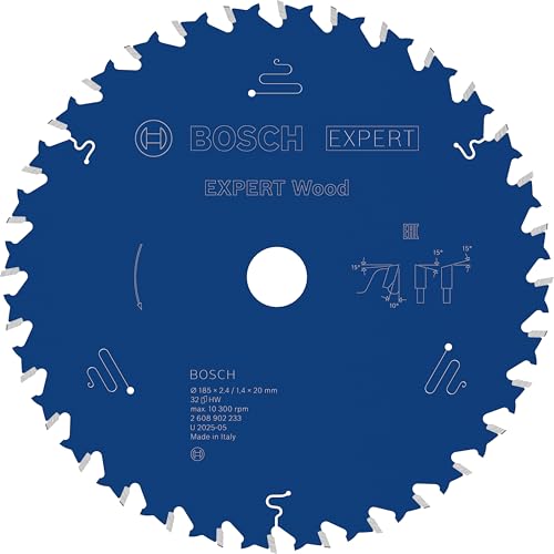 Bosch 1 hoja de sierra circular EXPERT Wood para sierras circulares de mano (para madera blanda, madera dura, diámetro mm, accesorios profesionales con cable de sierras circulares)