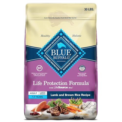 Blue Buffalo Life Protection Formula Large Breed Adult Dry Dog Food, Promotes Joint Health and Lean Muscles, Made with Natural Ingredients, Lamb & Brown Rice Recipe, 30-lb Bag