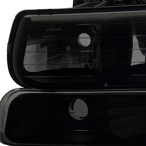 AKKON - For Black Smoke 99-02 Sivlerado 00-06 Suburban Tahoe Headlights Lamps + Bumper Signal Lamps 4pcs Set