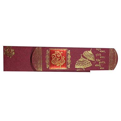 SPP Ganesha & Chatri design hindu marriage wedding card in mahroon ...