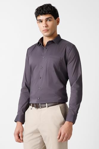 Image of Van Heusen Formal Slim Fit Shirt for Men | Solid | High Stretch Cotton Lycra | Full Sleeves | Ease of Movement