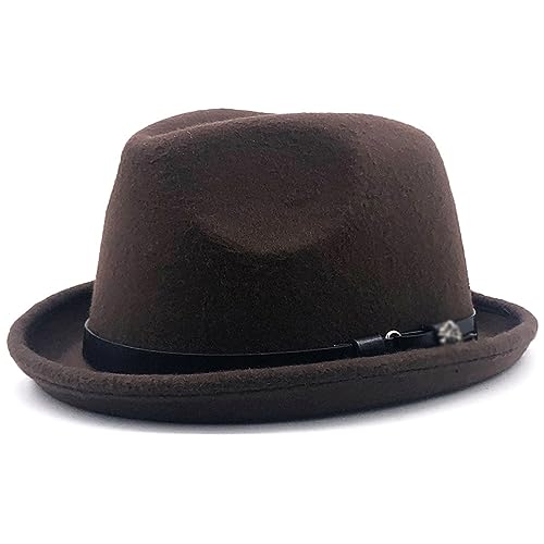 Chapeau Pork Pie fedora hiver pour homme à bord roulé chic