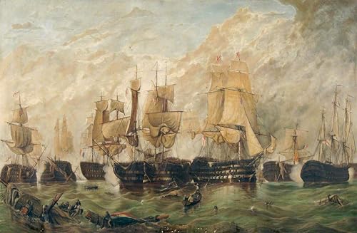 Toile moderne peinture la bataille de Trafalgar Clarkson Stanfield grand tableau salon 60x90