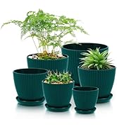 Flower pot, 7.5/6.6/5.8/5.0/4.3/3.5 inches, 6pcs plastic flower pot, indoor/outdoor home decorati...