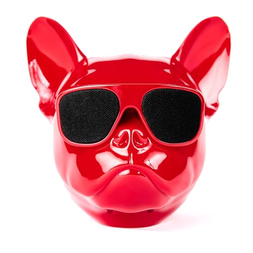 DTHUIHUA Bulldog Wireless Speaker - Portable Bluetooth with Loud Stereo Sound, Compact Outdoor Speaker for Camping & Travel | Audio Gift for Home, Cute Companion Design（Red）