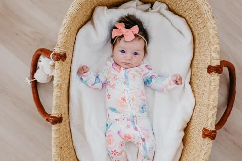 Image of Copper Pearl Zip-Up Footie Baby Pajamas - Soft Newborn Onesies for Boys & Girls, Tag-Free with Two-Way Zipper Baby Sleepers for Newborn - 24 Months, Bloom