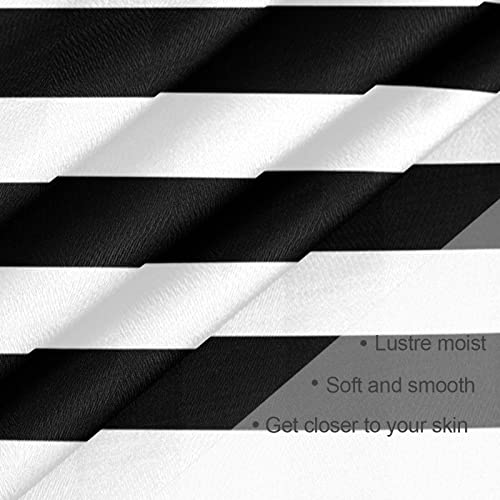 Black and White Horizontal Stripe Women Square Silk Like Hair Scarf Head Wrap Satin Head Scarf 35 x 353