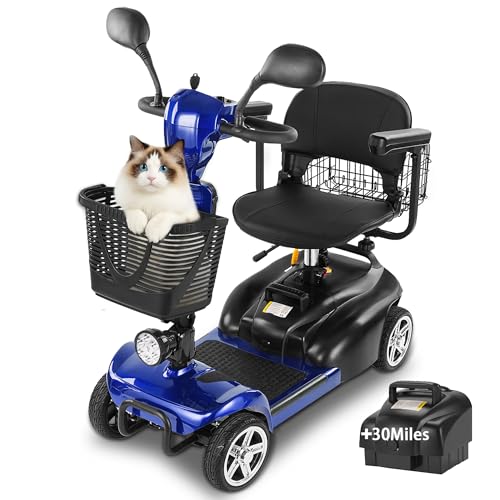 Image of Mobility Scooter for Seniors /Adults,20 /35 Miles up to 300lbs Capacity, 4 Wheels Mobility Scooters 350W 7MPH,USB Charging Detachable Lithium Battery with Rear Mirror