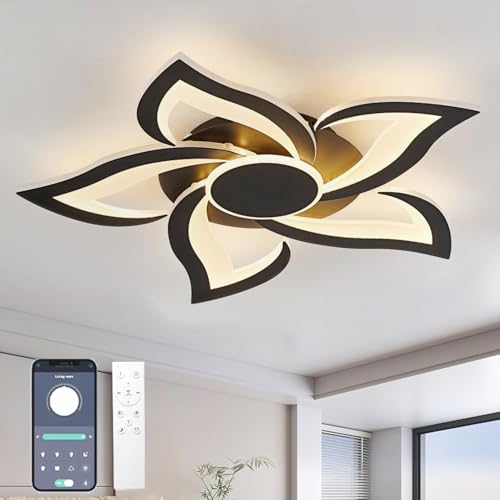 GWYAJTU Lampadario A Fiore Con Telecomando APP, Plafoniera LED Dimmerabile 3000K-6000K, Lampada Sospensione Moderna 36W Con Timer Per Camera Da Letto Cucina Soggiorno Ufficio