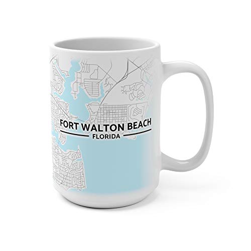 Mug con mapa de Fort Walton Beach 15 oz miniatura 1