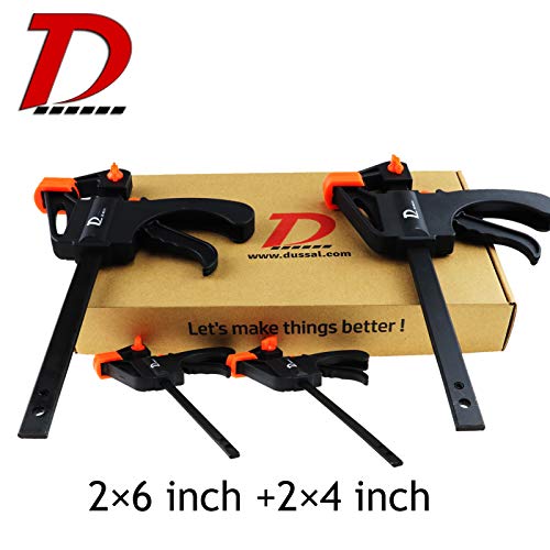 image for D DUSSAL Quick Grip Clamps for Woodworking 2 Different Size Ratchet Ba