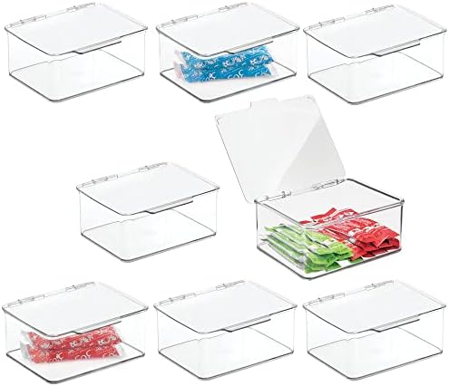 mDesign Plastic Storage Boxes - Set of 2 - Practical Food Storage with Lid for the Refrigerator - Stackable Food Storage Boxes for the Freezer - Clear