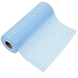 Beatifufu 50 Paños de Cocina Gruesos Desechables 25x30 Cm en Rollo Azul Ondas para Limpiar Platos, Toallas Reutilizables para Fregar y Limpieza de Cocina, Paquete de 50 Unidades