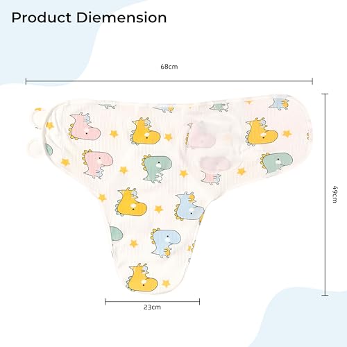 Image of BEMBIKA Newborn Baby Essentials Dress Set Clothing Combo With Swaddle Wrap, Mittens, Cap And Booties- (Dino Print - Set Of 4)