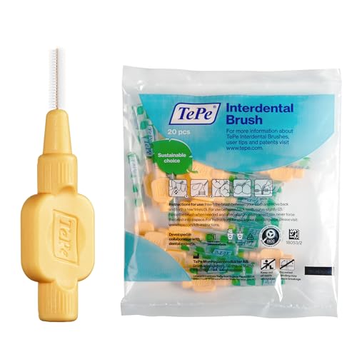 Cepillo interdental TePe, Extra Suave, naranja, 0,45 mm/ISO 1, 20 ud., limpieza dental para eliminación de placa, limpieza interdental eficaz, para espacios estrechos