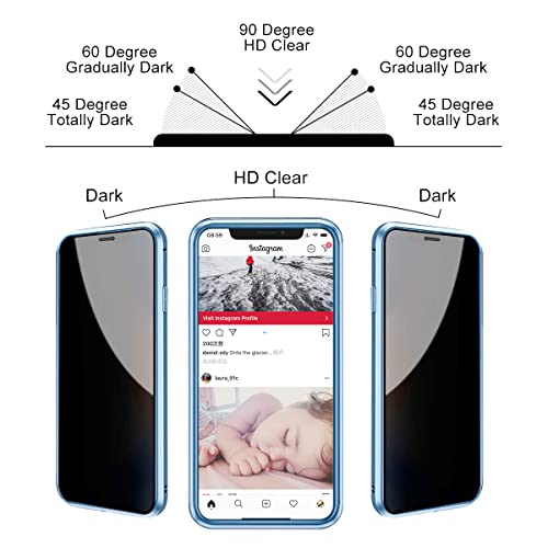 Estpeak Compatible With Iphone 13 Pro Max Anti Peep Magnetic Double-Sided Privacy Screen Protector Clear Back Metal Bumper Privacy Anti Spy Phone Case #TOP1