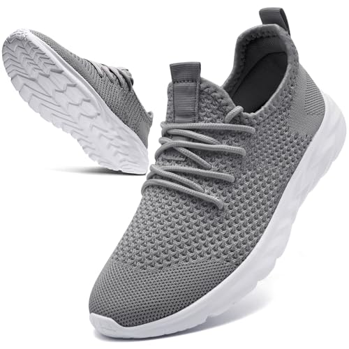 KTVHYW Sportschuhe Turnschuhe Damen Sneakers Leichte Laufschuhe Atmungsaktiv Sommer Schuhe Hallenschuhe Running Tennis Walkingschuhe Straßenlaufschuhe Fitness Jogging Freizeitschuhe Hellgrau 39