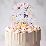A Little Butterfly is On the Way Cake Topper, Winnie Baby Shower Cake Decoration, Winnie Birthday Cake Topper, Perfect for Wedding Birthday Party Decor Supplies