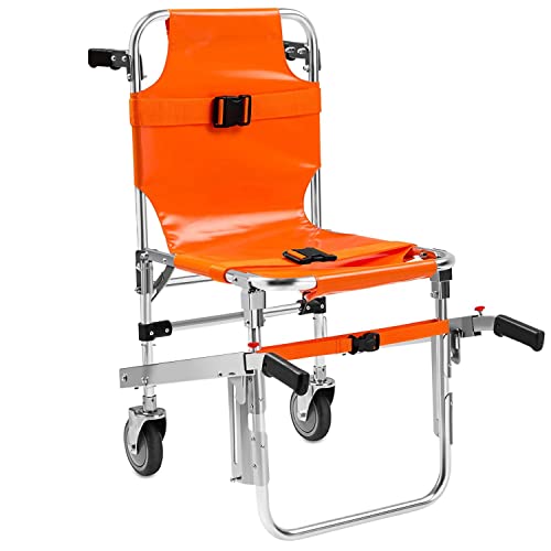 Asa Techmed Professional Medical Chairs, Stair Chair Lifts For Seniors, Foldable Aluminum 2 Wheel Stair Chair Quick Release Buckle With Patient Restraint Straps, 350 Lbs Load #TOP10