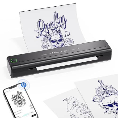 BIOMASER Bluetooth Tattoo Printer Tattoo Printer H1 Máquina Impresora Profesional de Plantillas de Tatuajes, Compatible con iPad, Teléfono y PC para Tatuadores Principiantes