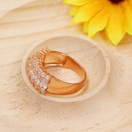 Women's 7-Stone CZ Wedding Ring, Oval Cut Cubic Zirconia Eternity Band in Silver/Rose Gold/Gold Color, Ideal for Engagement or Special Occasions2