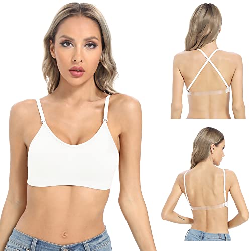Image of OBICUM Backless Clear Back Bra Convertible Wireless Dance Bra Unpadded Adjustable Straps Low Back