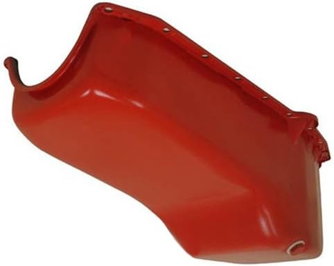Steel Oil Pan Fits 1958–79 Chevy SB 283-305-327-350-400 – Stock Capacity - Painted Orange Finish