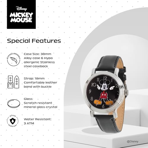 Disney Mickey Mouse Adult Vintage Articulating Hands Analog Quartz Watch