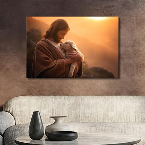 Cadeau de baptême chrétien : grand tableau The Hands of Jesus pour bénir le foyer familial