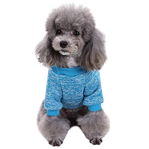 Image of Pet Dog Classic Knitwear Sweater Warm Winter Puppy Pet Coat Soft Sweater Clothing for Small Dogs (S, Light Blue)