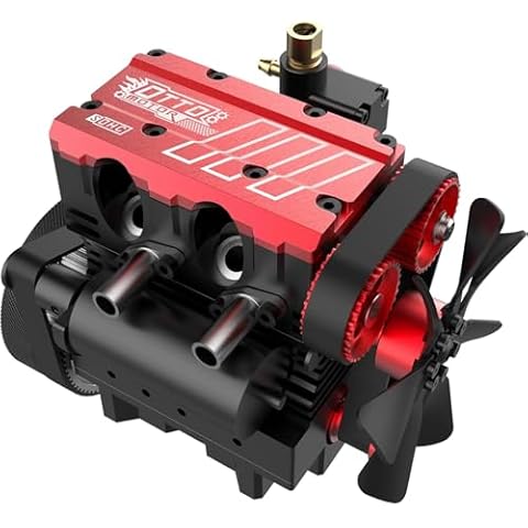 Model Engine Kit for Adults - L2 Mini Engine Build Kit That Runs on Gas, Twin Cylinder 4 Stroke Nitro Engine DIY Full Metal Car Engine Model Kit Educational Experiment, TOYAN FS L200AC (KIT) Cover