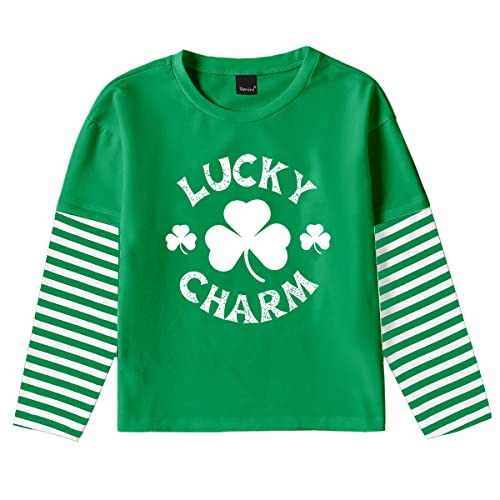 Kids Boy St Patrick's Day Shirt Long Sleeve Girl Lucky Charm Tee Shirt Casual Irish Tops Green 2-3 Years