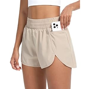 GYM RAINBOW Women Quick Dry Athletic Shorts Zipper Pocket High Waisted Workout Gym Running Shorts with Liner