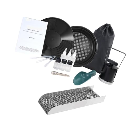 Gonetre Calha de Garimpo de Ouro de 12 Polegadas, Caixa de Eclusa Portátil de Liga de Alumínio, Kit de Peneira e Panela de Prospecção, Mochila Com Cordão para Prospecção de Ouro Em Rios