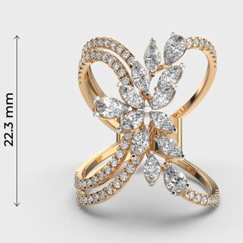 Bague cocktail moissanite aux pétales croisés idéale pour illuminer vos soirées chic - 4
