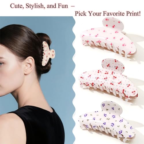 Pack de 2 pinzas acrílicas para cabello con diseño floral miniatura 4