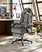 SONGMICS Gaming-Stuhl, Bürostuhl, Computerstuhl, ergonomisches Design, mit Fußstütze, verstellbares Kopfkissen, Lendenkissen, Tragkraft 150 kg, schiefergrau OBG077G01