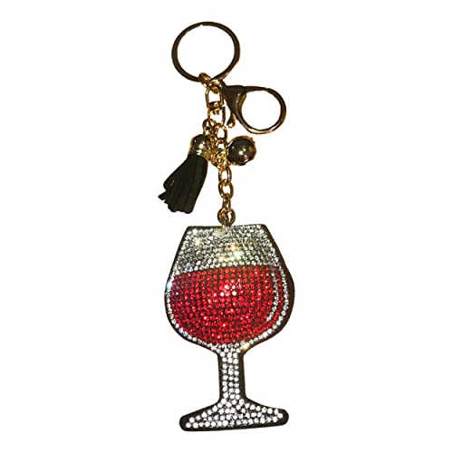 Popfizzy Rhinestone Red Wine Keychain for Women, Girls Night Out Accessory, Hostess Gifts for Wine Drinkers, Fun Purse Charms