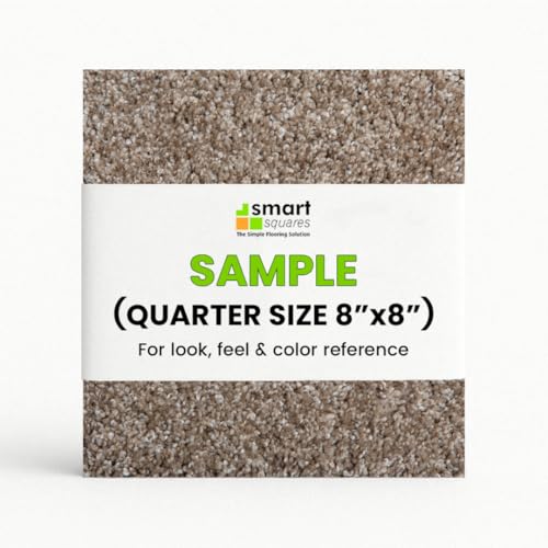 Smart Squares Easy Street Premium Plush Carpet Tiles, Made in USA – 8x8 Peel and Stick Floor Tiles with Attached Padding – Seamless DIY Carpet Squares (0.44 Sq Ft, Sample, 858 Acorn)