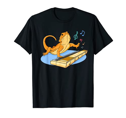 Bearded Dragon Gift Piano Player Music Lover T-Shirt