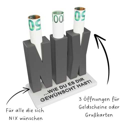 Nix Geburtstags Geschenk - Nichts Buchstaben mit Öffnung für Geldscheine - Weihnachten Geldgeschenk Verpackung - Originelle Geschenke für Frauen und Männer, Kreatives Geburtstagsgeschenk für Frauen