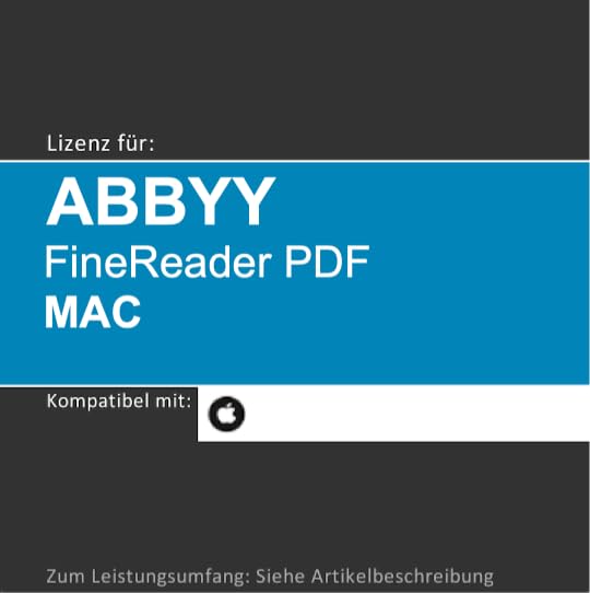 Lizenz für ABBYY FineReader PDF für MAC I 2026 I 1 Gerät I 1 Jahr I Vollversion | macOS | Lizenzcode per Post o. E-Mail von softwareGO (E-Mail vorab (i.d.R. in 24 Std.) + Post)