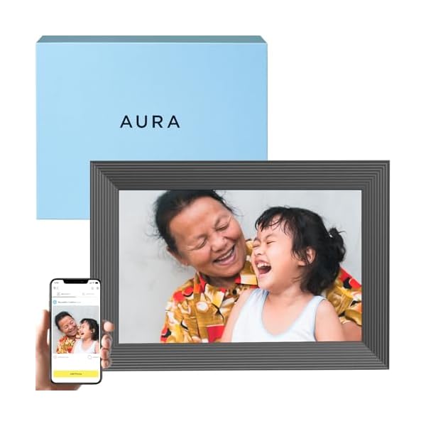 Aura Digital Picture Frame – 10.1″ HD Display | Wirecutter’s Best Digital Frame for Gifting – Send Photos Directly from Your Phone from Anywhere | Quick & Easy Setup Over WiFi – Free Aura App | Black