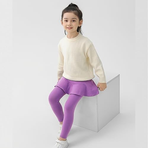 Image of StyleSavvy Trendy Girls' Leggings with Skirt - 2 Pack of Cotton Ruffle Skirt Pants for Kids for 3-8 Years