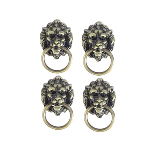 QUMIIRITY 4個 合製小型ライオンヘッドキャビネットノブ 引き出し用取っ手 滑らかな表面で握りやすく キッチン食器棚ドア家具用耐久性ジンク