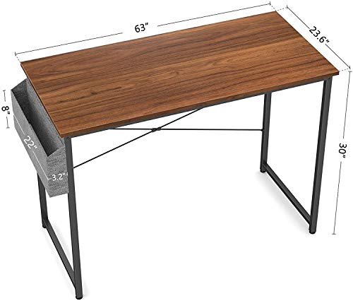 Image of Cubiker Computer Desk, Home Office Writing Study Desk, Modern Simple Style Laptop Table with Storage Bag (63 inch, Walnut)