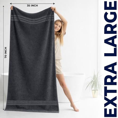 Image of DAN River 2 Pack Bath Sheets Extra Large 35x70, Large Bath Towels for Adults, XL Oversized Heavy Duty Towel Set, 600 GSM 100% Ring Spun Cotton, Soft Quick Dry, Dark Gray